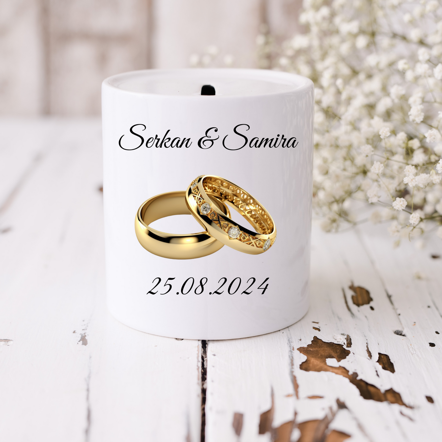Spardose Hochzeitsringe - Plottersu