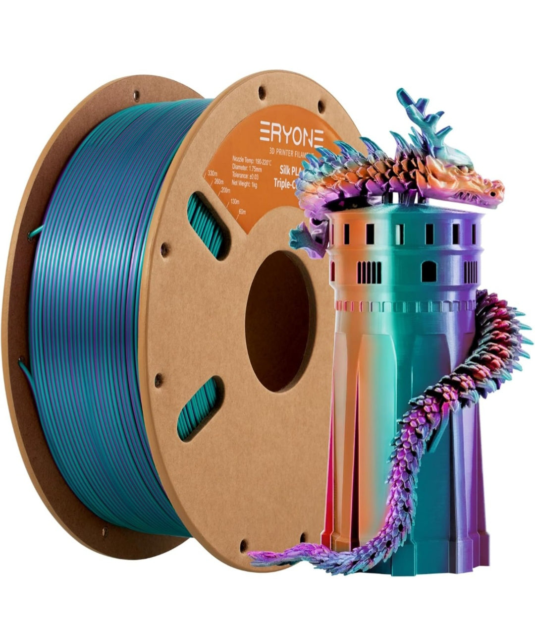 Eryone Purple & Blue Green & Burnt Orange Silk - Plottersu