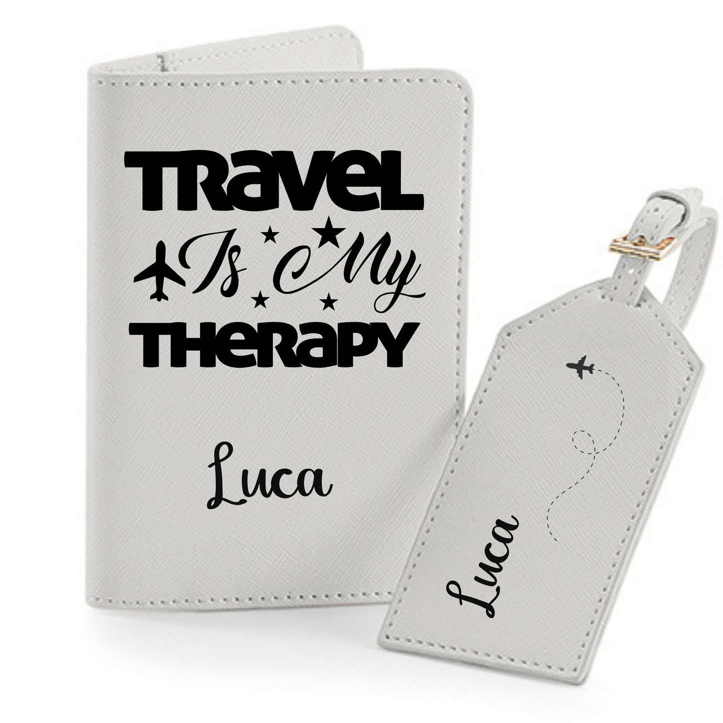 Reisepasshülle Travel is my Therapy⎢ Passport Hülle ⎢ Perfekt für deinen Urlaub - Plottersu