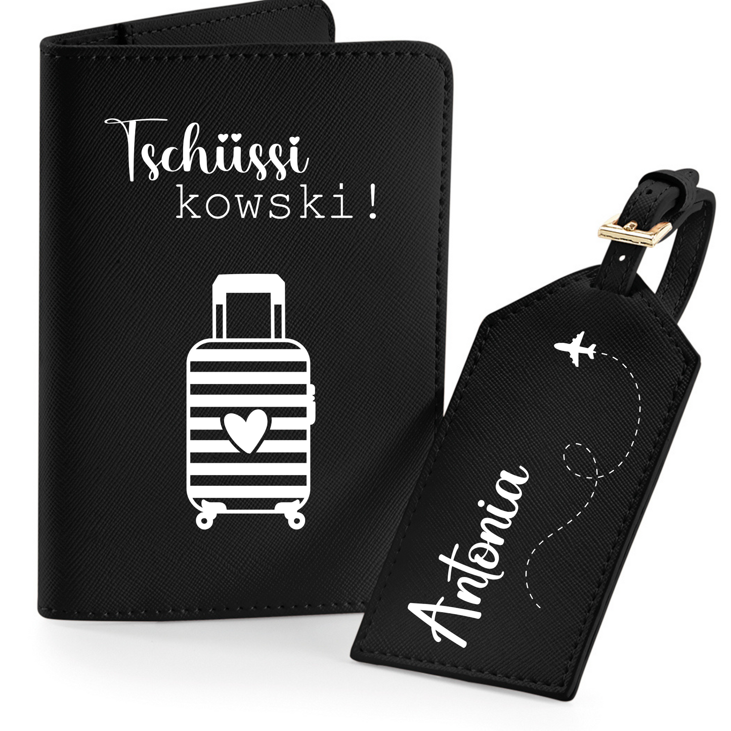 Reisepasshülle Tschüssi Kowski Herz Koffer ⎢ Passport Hülle ⎢ Perfekt für deinen Urlaub - Plottersu
