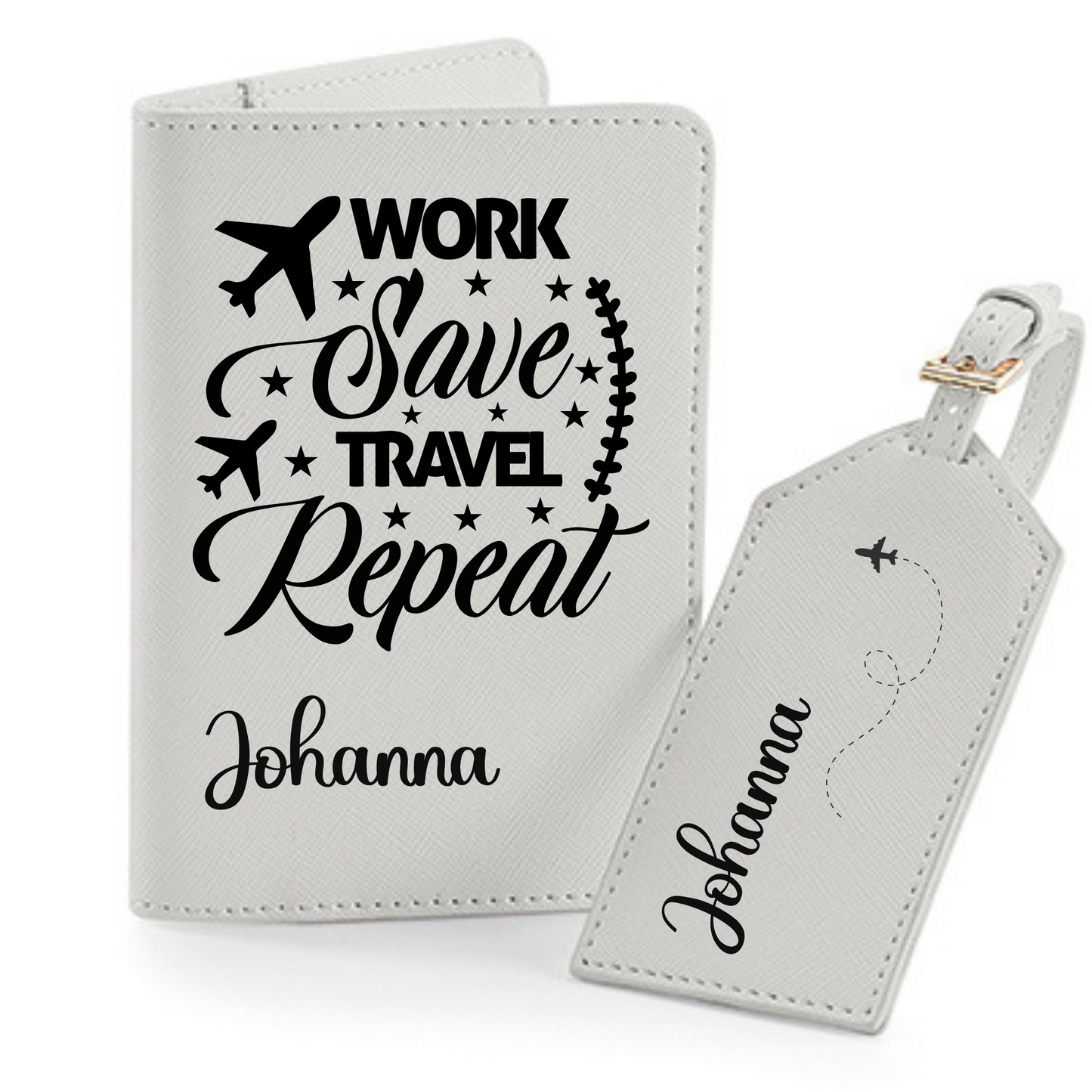 Reisepasshülle Work save Travel Repeat ⎢ Passport Hülle ⎢ Perfekt für deinen Urlaub - Plottersu