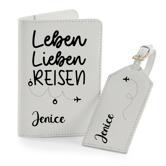 Reisepasshülle Leben Lieben Reisen ⎢ Passport Hülle  ⎢ Perfekt für deinen Urlaub - Plottersu