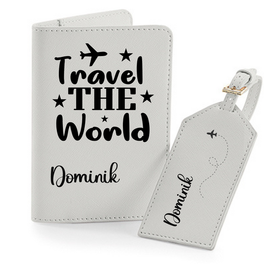 Reisepasshülle Travel The World ⎢ Passport Hülle  ⎢ Perfekt für deinen Urlaub - Plottersu